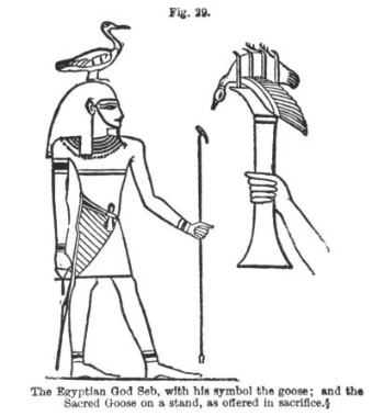 Picture of Egyptian god Seb with Symbolic Goose
