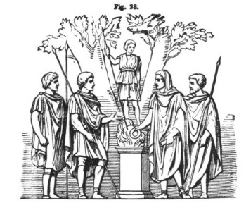 Picture of Roman Emperor Trajan burning Incense to Diana