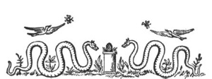 Picture of the Serpent of Aesculapius and the Fly Destroying Swallow, the Symbol of Beelzebub from Pompeii